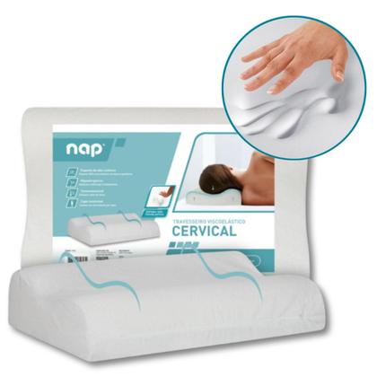 Imagem de Travesseiro Viscoelástico Cervical Espuma D40 Antiácaro Capa Lavável 48x68cm