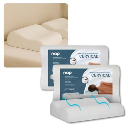 Imagem de Travesseiro Viscoelástico Cervical Espuma D40 Antiácaro Capa Lavável 48x68cm