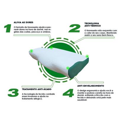 Imagem de Travesseiro Vitasono Meu Sono Top Cervical Ortopédico Nasa Anatômico Alinhamento da Coluna 