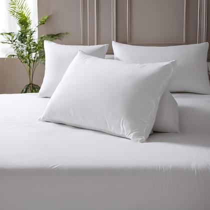 Imagem de Travesseiros ALTO e MACIO tecido de Algodão percal 180 fios em Lavavel 70x50 cm KIT 02 unidades enchimento de silicone