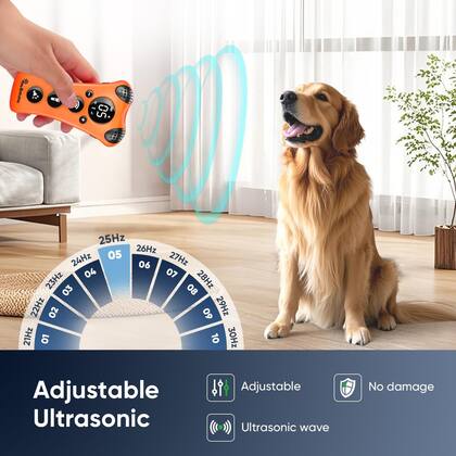 Imagem de Treinador ultrassônico de cães PawBehave ajustável com 18 apitos