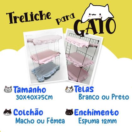 Imagem de Treliche Beliche Cama para Gatos Pet Aramada 75x40cm com Colchonete Soft