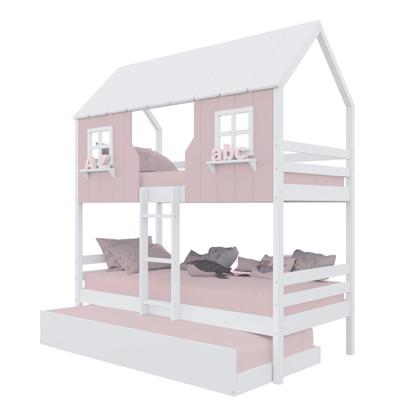 Imagem de Treliche Casinha Encantada Madeira Maciça Rosa/ Branco Megamobilia