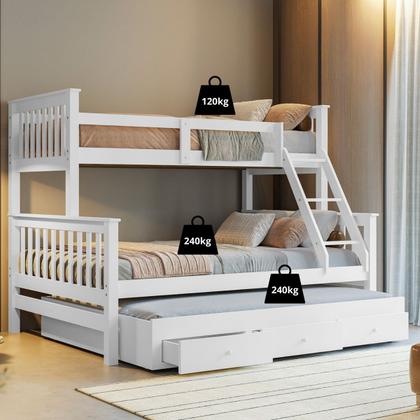 Imagem de Treliche Com Cama Casal Em Madeira e Aux Casal C/ Gavetas Woodstore