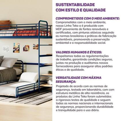 Imagem de Treliche com Escada Lateral em Ferro Aço Carbono Tubular Teko Casatema MadeiraOriginals Azul/Álamo