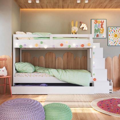Imagem de Treliche Infantil com Escada Nichos Branco