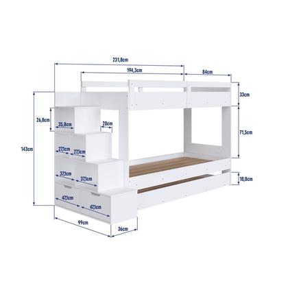 Imagem de Treliche Infantil com Escada Nichos Gavetas Laterais e Cama Auxiliar