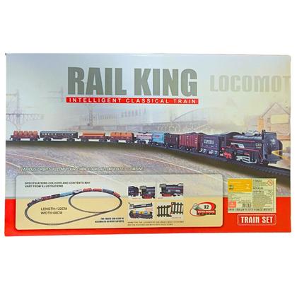Imagem de Trem Brinquedo Locomotiva 9 Vagões Trenzinho Classico Luz Som Castela