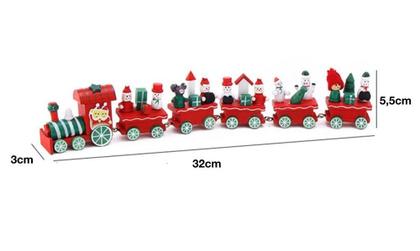 Imagem de Trem De Madeira 32cm Enfeite Decoração Árvore De Natal Papai Noel Brinquedo Natalino Trenzinho