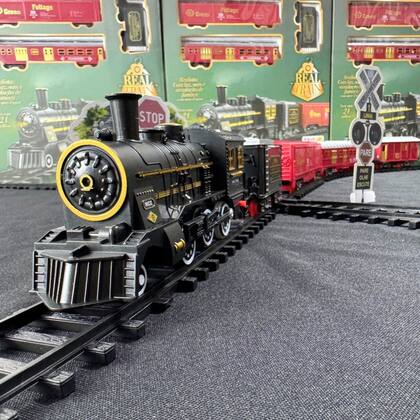 Imagem de Trem Eletrico Ferrorama Luz E Som 29 Peças Trenzinho Fumaça