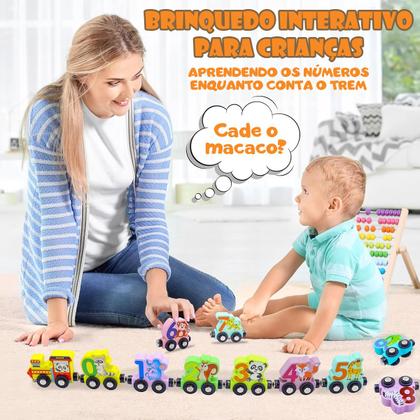 Imagem de Trem Trenzinho de Brinquedo Para Bebê Criança 11 Peças Magnético de Madeira Brinquedo Educativo Infantil