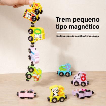 Imagem de Trem Trenzinho de Brinquedo Para Bebê Criança 11 Peças Magnético de Madeira Brinquedo Educativo Infantil