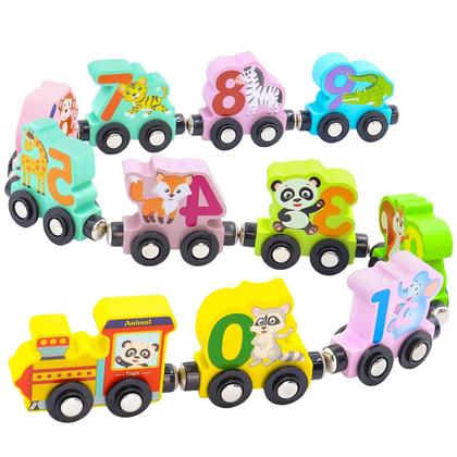 Imagem de Trem Trenzinho de Brinquedo Para Bebê Criança 11 Peças Magnético de Madeira Brinquedo Educativo Infantil