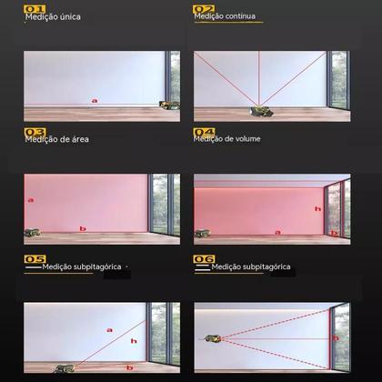 Imagem de Trena a Laser 3 em 1 Laser 40M Fita Métrica Régua Display LCD com Retroiluminação Medidor de Distância