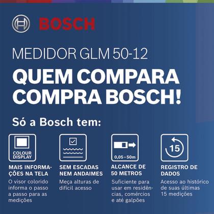 Imagem de Trena A Laser Bosch Glm50-12 Leitura Até 50 Metros + acess