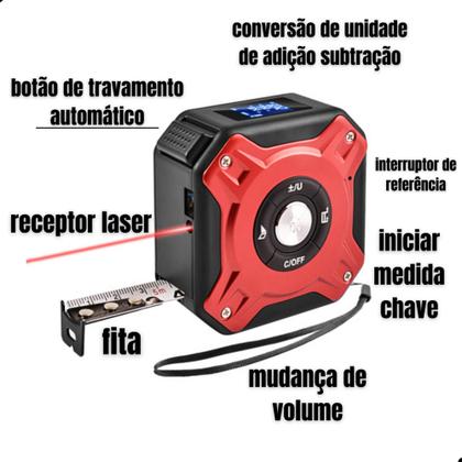 Imagem de Trena A Laser Digital Multifuncional Medição + Chave Fenda