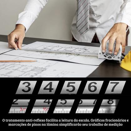 Imagem de Trena Aço Inox 7,5m Anticorrosiva Profissional C/ Trava Prova D'água