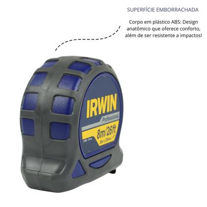 Imagem de Trena de Aço 8 Metros c Imã Emborrachada Profissional Irwin