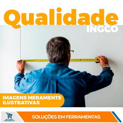 Imagem de Trena Emborrachada Com Botão Duplo 8M x 32MM Ingco Resistente Retração Automática Cinto Locomoção Fácil Medição Pedreiros Marceneiros Obras em Geral