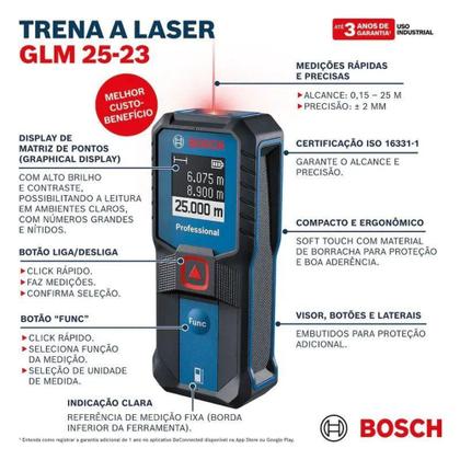 Imagem de Trena Laser Bosch Glm 25-23 Com Alcance De 25m