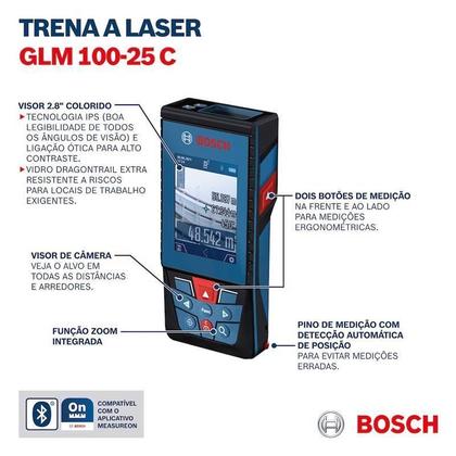 Imagem de Trena Laser Glm 100-25 C Alcance 100M Com Bluetooth - Bosch