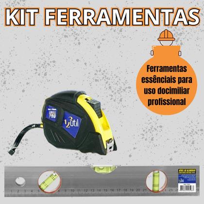 Imagem de Trena Métrica 5m e Nível De Alumínio Kit 2 Peças Ferramentas Jogo de Ferramenta Uso Profissional e Domiciliar