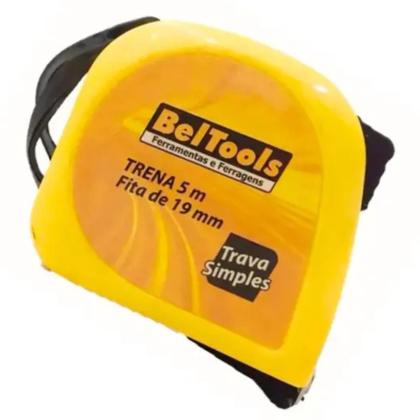 Imagem de TRENA MÉTRICA 5mx19mm BOTÃO COM TRAVA E FITA DE AÇO BELTOOLS