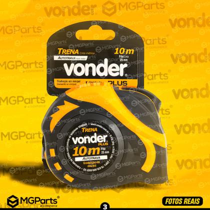 Imagem de Trena Métrica Autotrava 10 Metros Vonder Plus Profissional Aço Fita Com Alça 25mm Suporte para Cinto