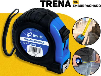 Imagem de Trena Métrica Emborrachada 10m x 25mm Bramix Profissional Resistente P/ Medição De Obras Construção De Longa Distância