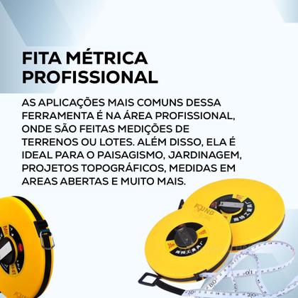 Imagem de Trena Métrica Fita Fibra De Vidro Longa 50 Metros Manivela 