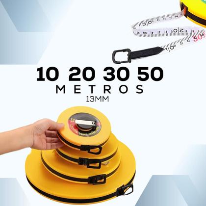 Imagem de Trena Métrica Fita Fibra De Vidro Longa 50 Metros Manivela 