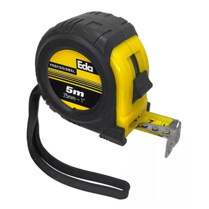 Imagem de Trena pedreiro emborrachada 5m 25mm c/auto trava obra ferramentas Preto Manual