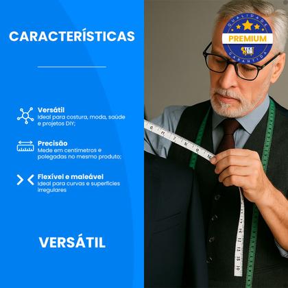 Imagem de Trenas Fita De Costura Flexível Medidas Centímetros Polegada
