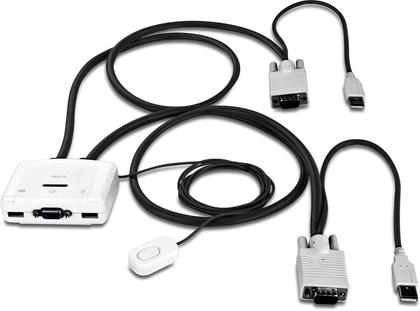 Imagem de TRENDnet Chaveador KVM (teclado+video+mouse) USB com 2 portas e 2x Cabos KVM Inclusos TK-217I