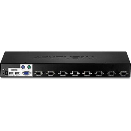 Imagem de TRENDnet Chaveador KVM (teclado+video+mouse) USB com 8 portas, não empilhável (para Rack 19") TK-803R