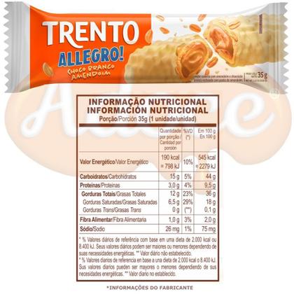 Trento allegro! choco amendoim 16unx26g peccin - Chocolate / Barra