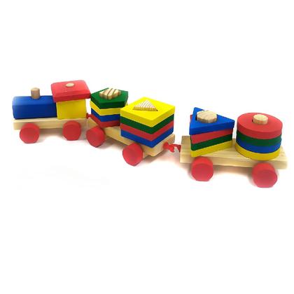 Imagem de Trenzinho Articulado Madeira Educativo Pedagógico Colorid