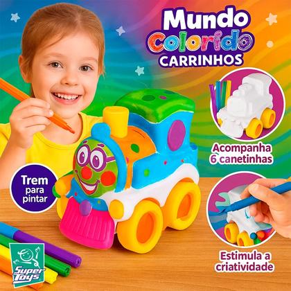 Imagem de Trenzinho Brinquedo Educativo 6 Com Canetinhas Para Pintar