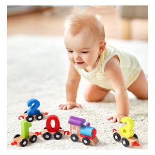 Imagem de Trenzinho de Brinquedo Pedagógico Educativo Trem Com Números 0 A 9 Em Madeira p/ Bebê