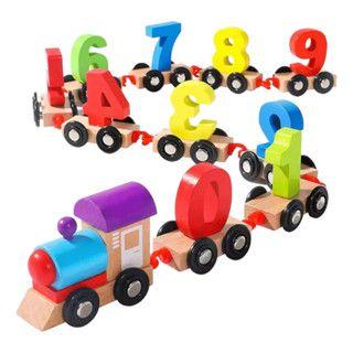 Imagem de Trenzinho de Brinquedo Pedagógico Educativo Trem Com Números 0 A 9 Em Madeira p/ Bebê