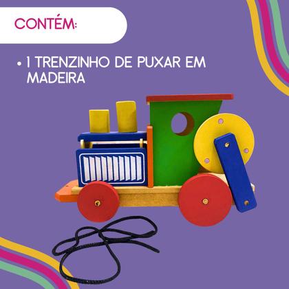 Imagem de Trenzinho de Puxar Brinquedo Educativo e Pedagógico em MDF