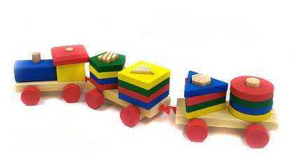 Imagem de Trenzinho Educativo Madeira Pedagógico 3 Vagões Articulados