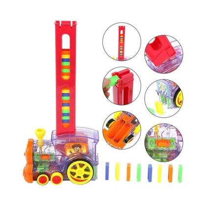 Imagem de Trenzinho Monta Dominó Brinquedo Didático C/Som e Luz 80 Pçs - LOGOSPAN