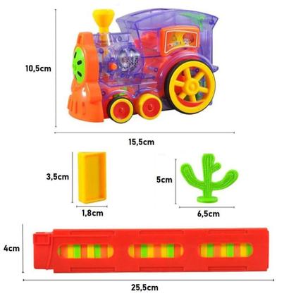 Imagem de Trenzinho Monta Dominó Brinquedo Didático C/Som e Luz 80 Pçs - LOGOSPAN