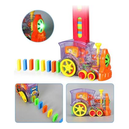 Imagem de Trenzinho Monta Dominó Brinquedo Didático C/Som e Luz 80 Pçs - LOGOSPAN