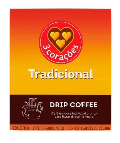 Imagem de Três Corações Drip Coffee TRADICIONAL 10 Sachês 100g