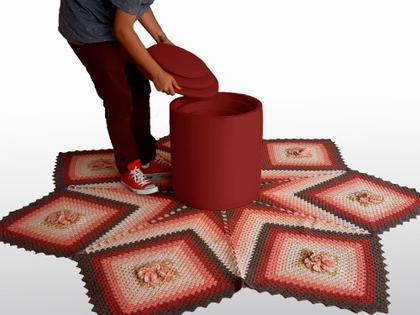 Imagem de Três Puf Baú Modelo PB_MA02 que se transforma em um Puf muito Resistente em Sarja