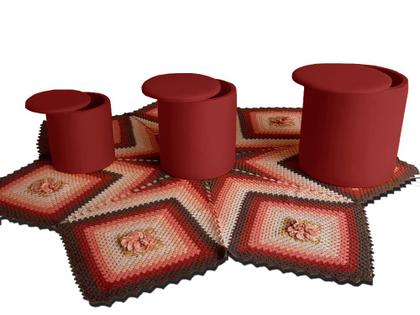 Imagem de Três Puf Baú Modelo PB_MA02 que se transforma em um Puf muito Resistente em Sarja