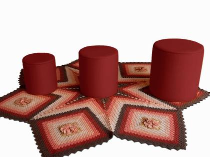 Imagem de Três Puf Baú Modelo PB_MA02 que se transforma em um Puf muito Resistente em Sarja