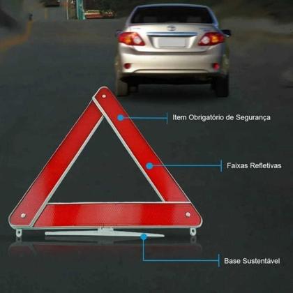 Imagem de Triangulo Segurança Sinalização Carro Universal Base Branca